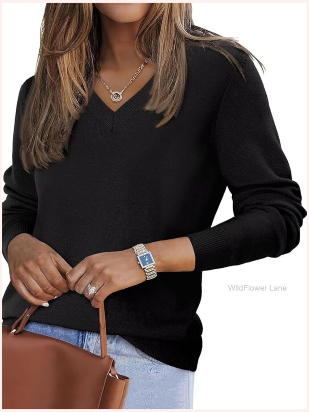Women's Long Sleeve Sweatshirt Soft Lightweight Knit Pullover Top